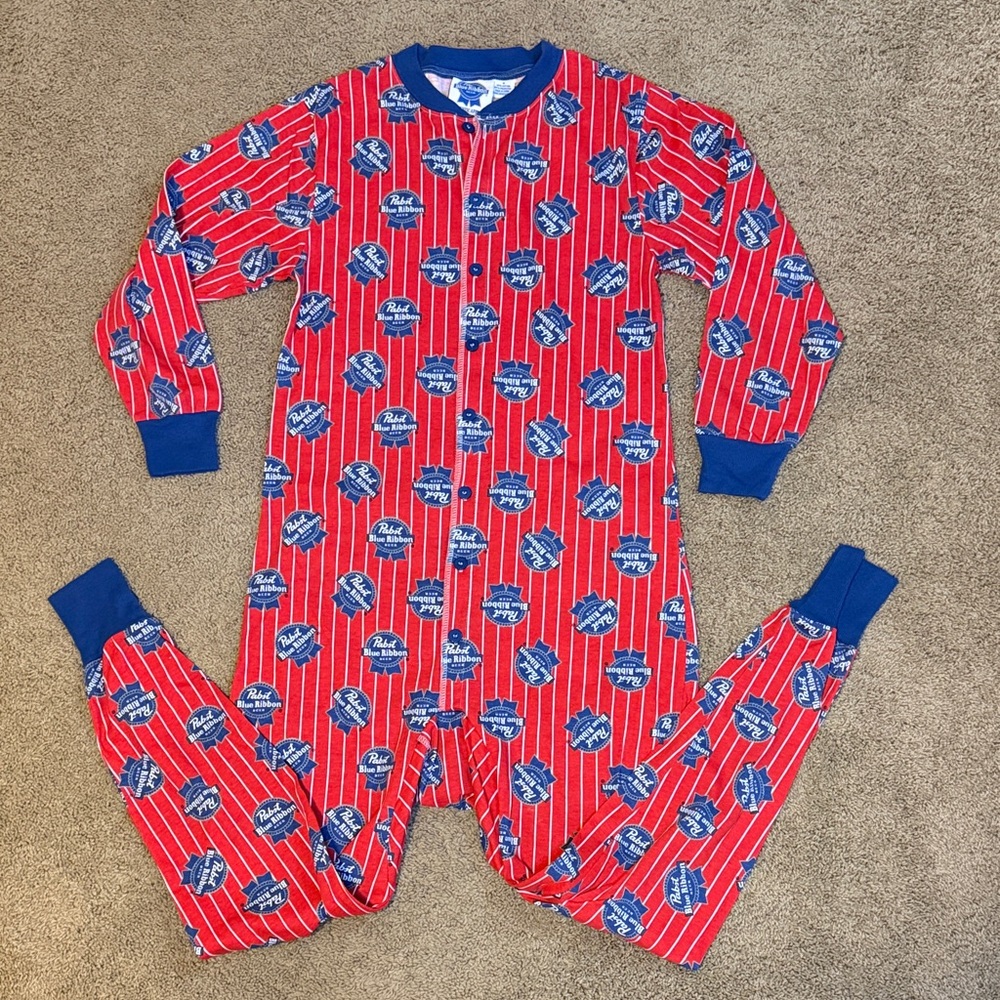 Pabst Blue Ribbon Women's Red and Blue Onesie